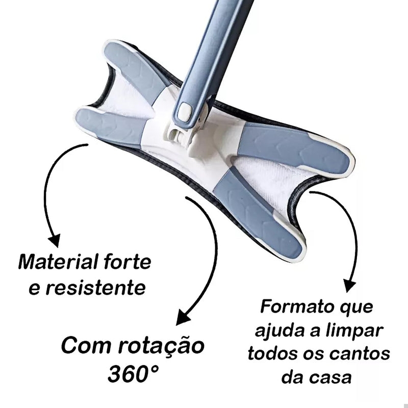 Mop De Limpeza em X Ajustável Giratório 360°