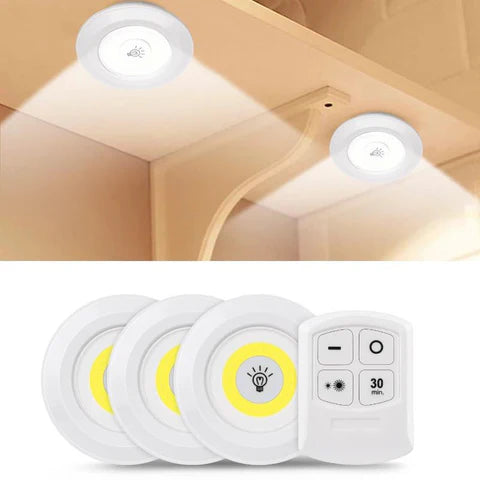 Kit 3 Lâmpada Luminária De Led Spot Sem Fio Com Controle Remoto