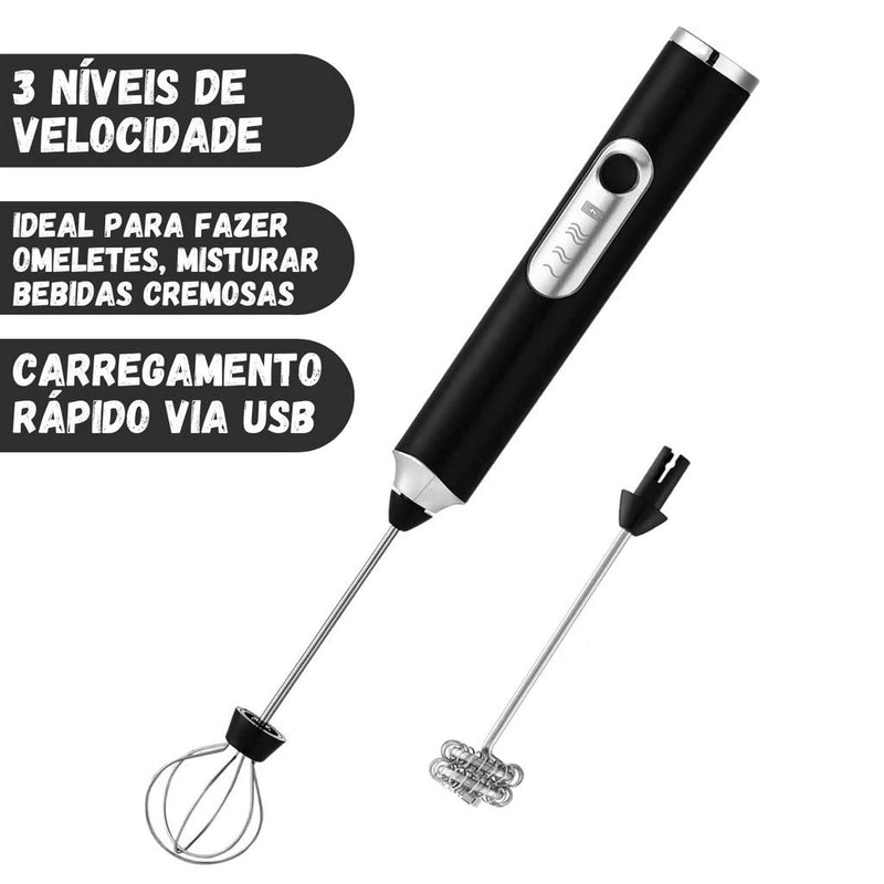 Batedor Misturador Mixer Elétrico para Bebidas, Leite Clara de Ovos 2 EM 1