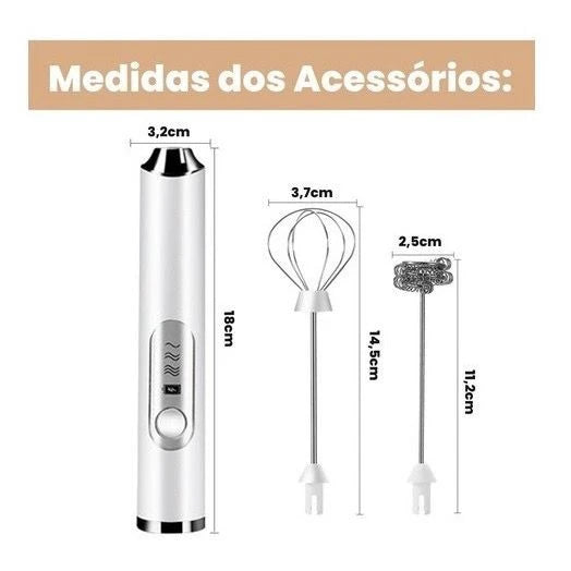 Batedor Misturador Mixer Elétrico para Bebidas, Leite Clara de Ovos 2 EM 1