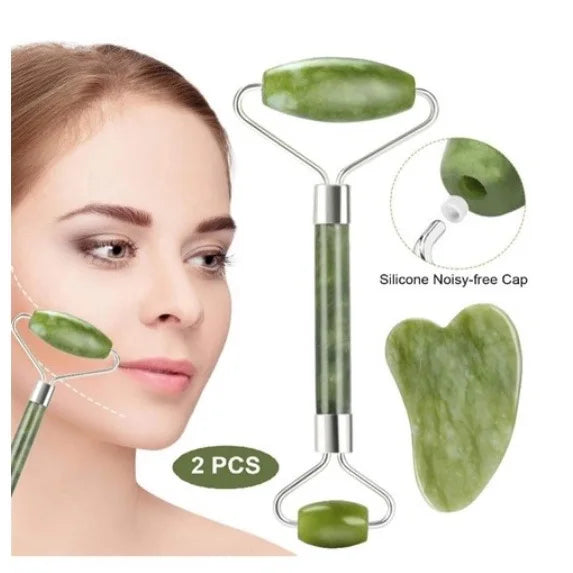 Rolo Pedra de Jade Massagem Facial Anti Ruga